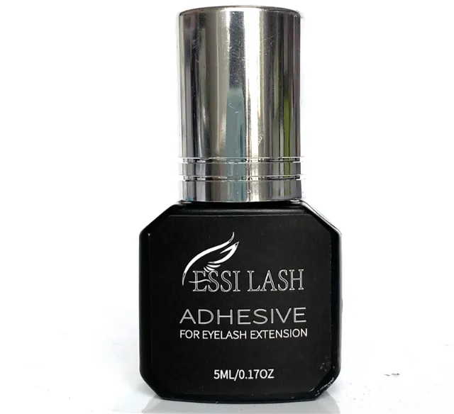 ESSI LASH black eyelash extension adhesive bottle with silver cap, 5ml professional lash glue for eyelash extensions