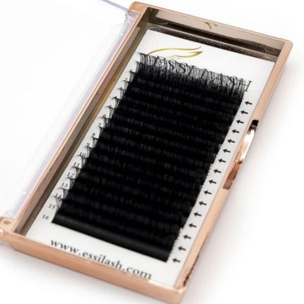 Tray of black false eyelash extensions