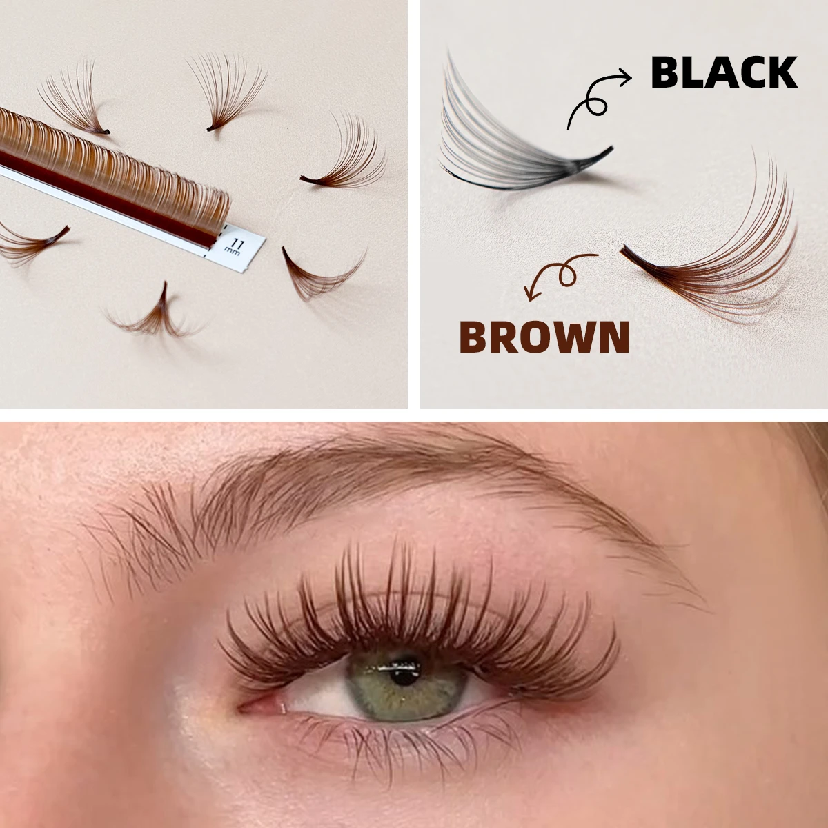 Matte dark brown lash extensions on natural eye for spring 2026 trend