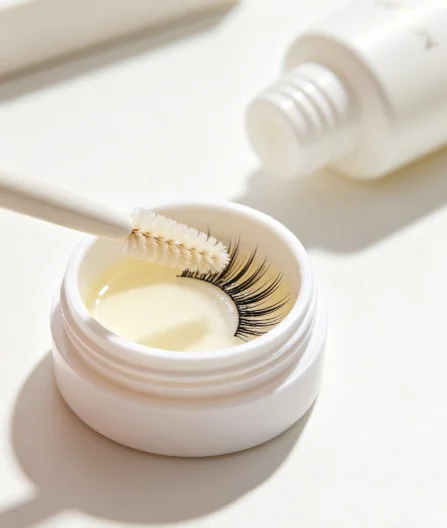 Clean lash extensions with spoolie & cleanser
