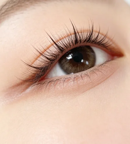 Hybrid lash extensions closeup