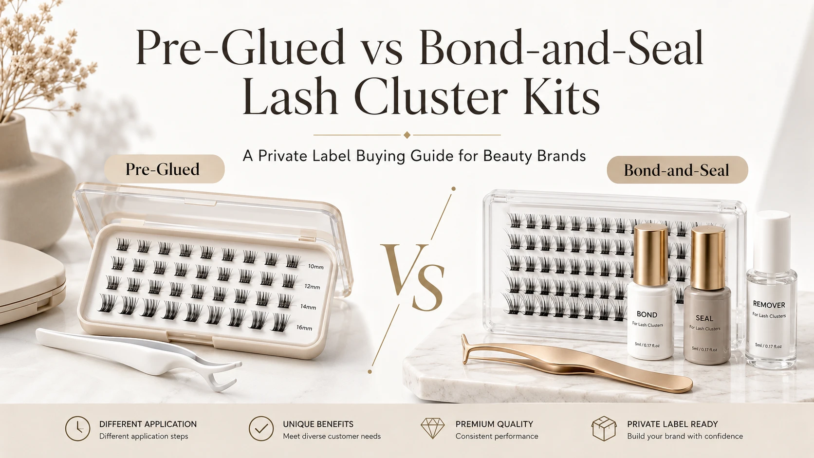 Private Label Lash Cluster Kits Pre-Glued vs Bond-and-Seal Buying Guide for Beauty Brands