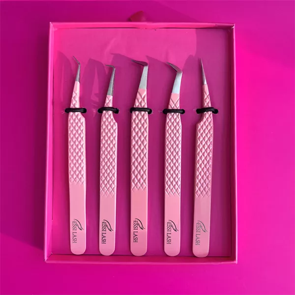 Fiber Tip Tweezers For Volume Eyelash Extensions Wholesale Lash Tweezers Customizable