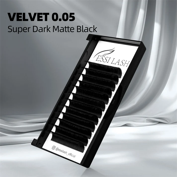 Velvet Lashes 0.05 Super Dark Matte Black Volume Eyelash Extensions