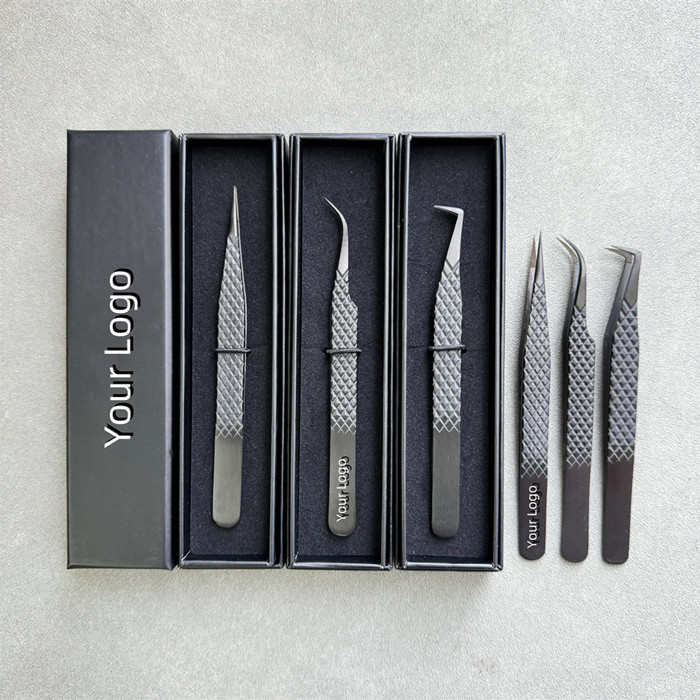 Custom Box Packaging Eyelash Tweezers For Volume Lash Extensions Strong Fiber Tips