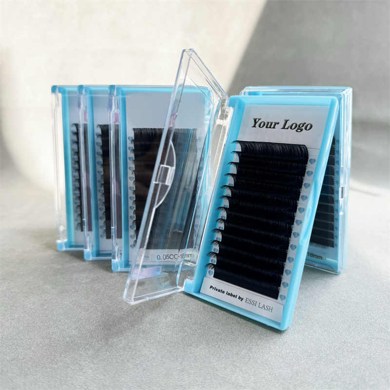 Customized Blue Box with White Private Label Card Cashmere Volume Lash Extensions