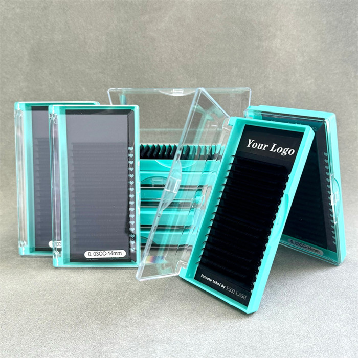 Custom Blue Trays Wholesale Volume Classic Eyelash Extensions With Private Labels