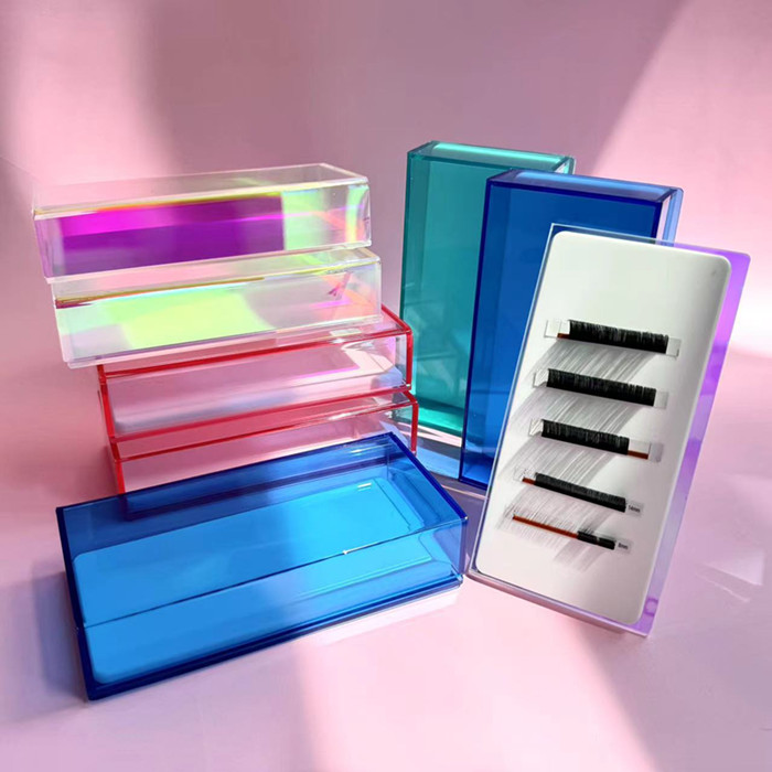 Custom lash tray wholesale lash tile acrylic pallet with cover eyelash holder storage box for eyelash extension