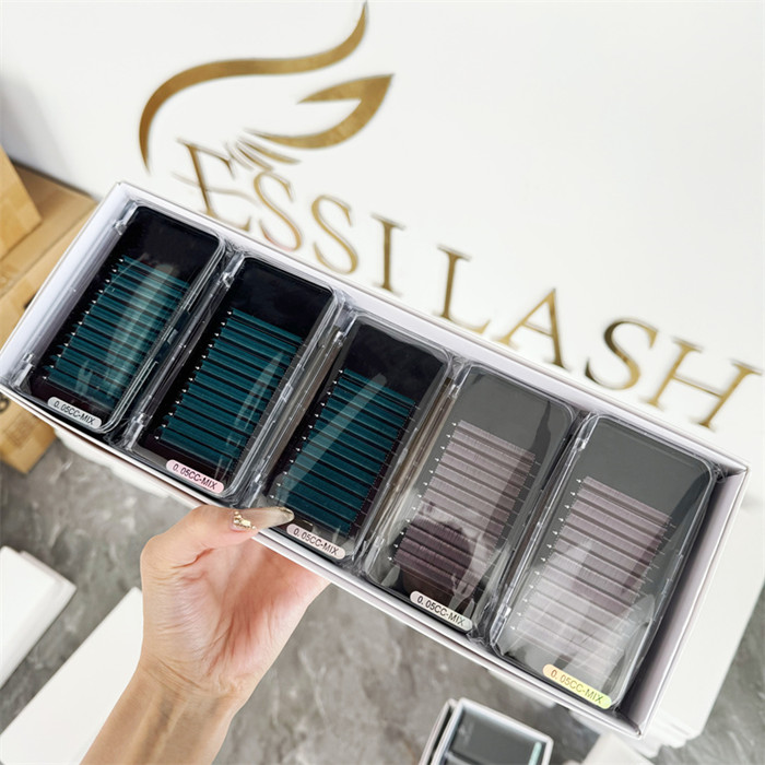 Private Label Colored Lash Extensions Korean PBT Fibers Good Quality Eyelash Extensions Various Colors