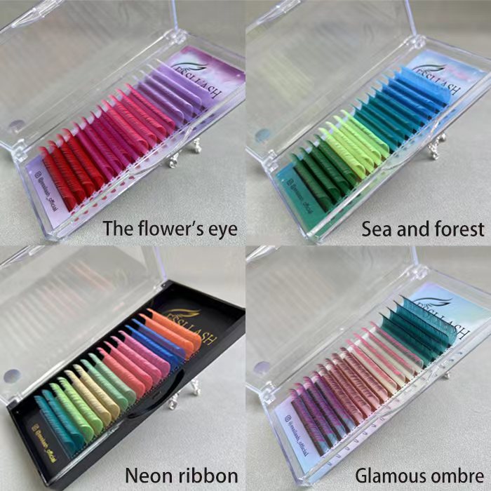New Colored Lashes Extensions Custom Your Logo Various Colors Eyelash Extensions