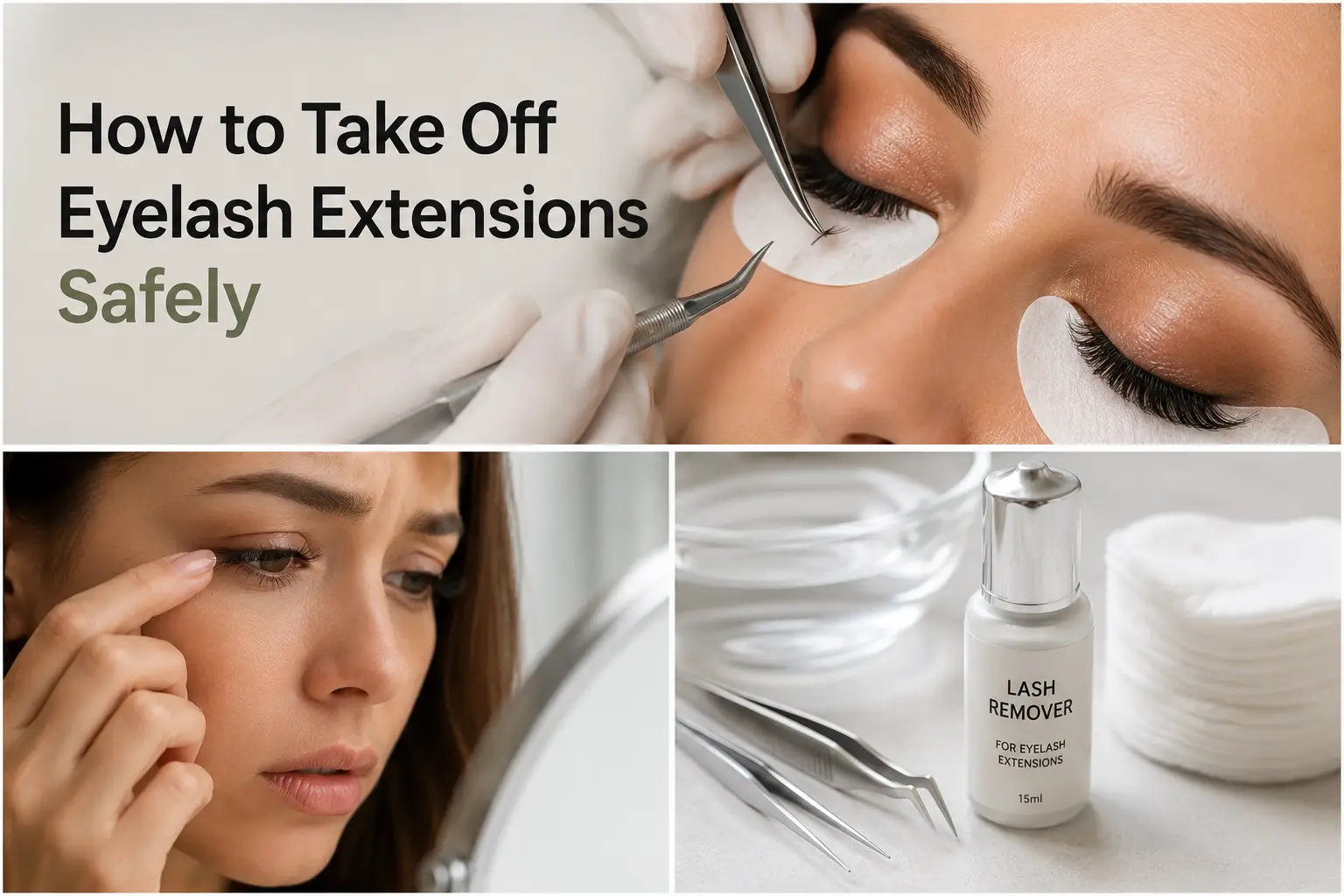 Guide on how to take off eyelash extensions safely with removal tools and products